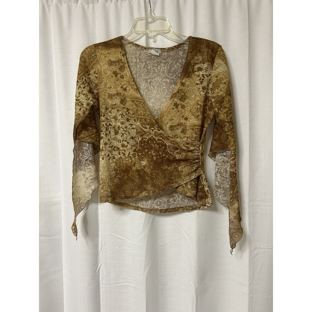 Vintage Y2K Thrill Blouse Shirt Boho Semi Sheer Small